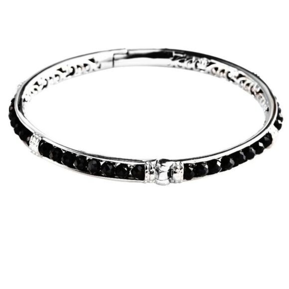 Thai Black Spinel ✦ Mystic Bangle Bracelet ✦ Platinum Bond 8" 18.65ctw NWT - Picture 2 of 8